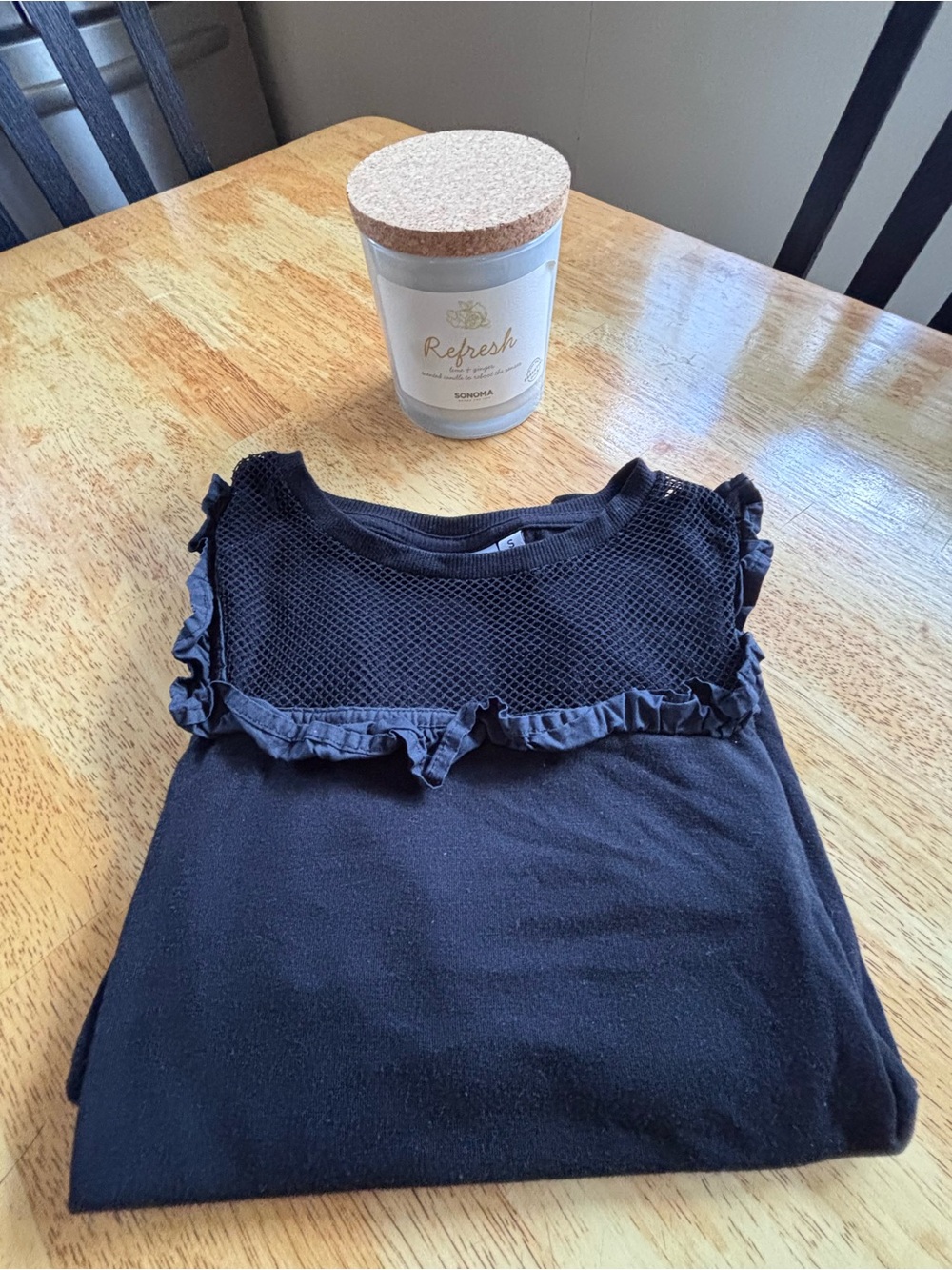 Black Mesh Yoke Short sleeve Top